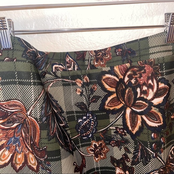 Melissa Paige Green Orange Floral Plaid Pattern Pencil Skirt Medium - Picture 4 of 10